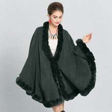 Load image into Gallery viewer, Faux Fox Fur Collar Knitted Shawl