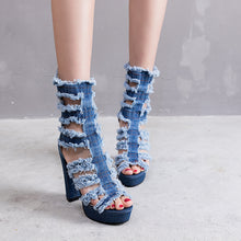Load image into Gallery viewer, Flirty Denim Sandals
