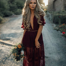 Load image into Gallery viewer, Lace Partially Sheer Maxi Dress