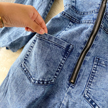 Load image into Gallery viewer, Denim Strapless Puffy Sleeved Jumpsuit