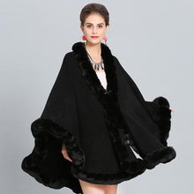 Load image into Gallery viewer, Faux Fox Fur Collar Knitted Shawl