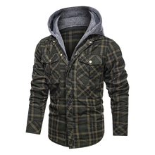 Load image into Gallery viewer, Plaid Fleeced Detachable Hoodie Jacket