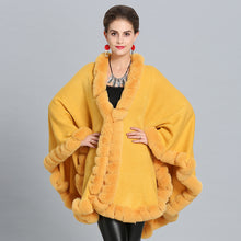 Load image into Gallery viewer, Faux Fox Fur Collar Knitted Shawl