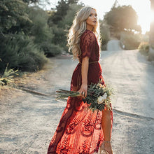 Load image into Gallery viewer, Lace Partially Sheer Maxi Dress