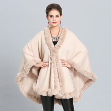 Load image into Gallery viewer, Faux Fox Fur Collar Knitted Shawl