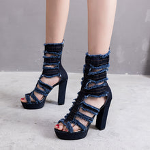 Load image into Gallery viewer, Flirty Denim Sandals