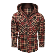 Load image into Gallery viewer, Plaid Fleeced Detachable Hoodie Jacket