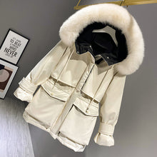 Load image into Gallery viewer, Hooded Faux Fur Collar Down Jacket