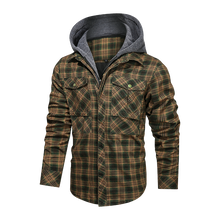 Load image into Gallery viewer, Plaid Fleeced Detachable Hoodie Jacket