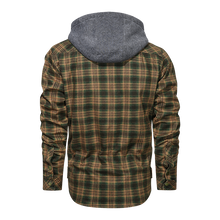 Load image into Gallery viewer, Plaid Fleeced Detachable Hoodie Jacket