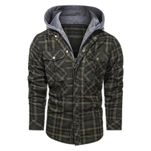 Load image into Gallery viewer, Plaid Fleeced Detachable Hoodie Jacket