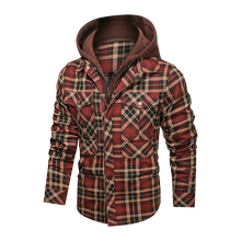 Load image into Gallery viewer, Plaid Fleeced Detachable Hoodie Jacket
