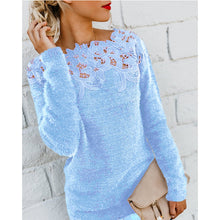Load image into Gallery viewer, Solid Color Lace Stitched Sweater