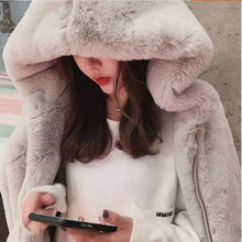 Load image into Gallery viewer, Lamb Plush Hooded Loose Coat Jacket Women