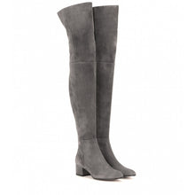 Load image into Gallery viewer, Suede Over The Knee Low Heeled Boots