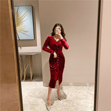 Load image into Gallery viewer, Buttoned Maxi Velour Dress