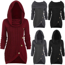 Load image into Gallery viewer, Button Accented Thick Hooded Sweater