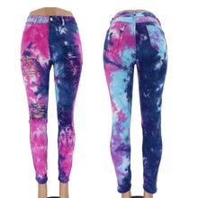 Load image into Gallery viewer, Tie-dye print ripped jeans