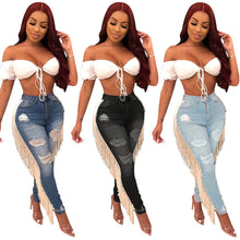 Load image into Gallery viewer, Shredded Fringe Jeans
