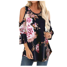 Load image into Gallery viewer, Stylish Floral Shoulder Cut Out Top