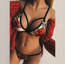 Load image into Gallery viewer, Rose Embroidery Lace Bra Set