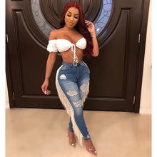 Load image into Gallery viewer, Shredded Fringe Jeans