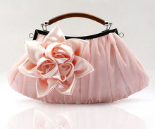 Load image into Gallery viewer, Satin Flower Clutch Handbag