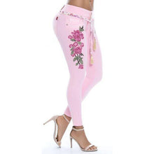 Load image into Gallery viewer, Skinny Floral Accented Jeans