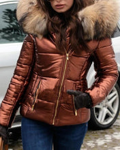 Load image into Gallery viewer, Ladies Short Down Coat with Oversized Fur Hood