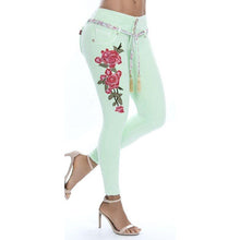 Load image into Gallery viewer, Skinny Floral Accented Jeans