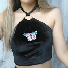 Load image into Gallery viewer, Butterfly Velour Halter Top