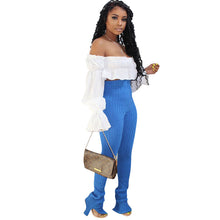 Load image into Gallery viewer, Ruffled Crop Top & Knitted Trousers Set