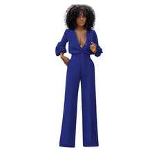 Load image into Gallery viewer, Relaxed Belted Deep V Jumpsuit