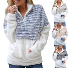 Load image into Gallery viewer, Plush V-neck zipper long sleeves