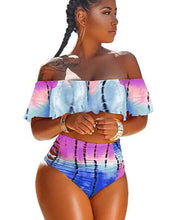 Load image into Gallery viewer, Tie Dyed Ruffled Top 2PC Swimsuit