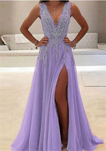 Load image into Gallery viewer, Sheer Hemmed Evening Dress with Sequined Bodice