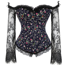 Load image into Gallery viewer, Corset Top With Lace Long Sleeves