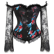 Load image into Gallery viewer, Corset Top With Lace Long Sleeves