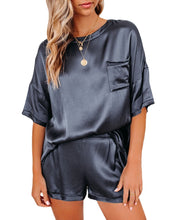 Load image into Gallery viewer, Solid Color Satiny Pajama Short Set