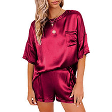 Load image into Gallery viewer, Solid Color Satiny Pajama Short Set
