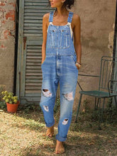 Load image into Gallery viewer, Denim Ripped Overalls