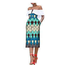 Load image into Gallery viewer, Off the Shoulder African Print Dress