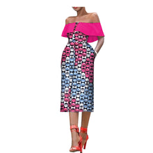 Load image into Gallery viewer, Off the Shoulder African Print Dress