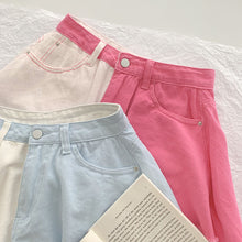 Load image into Gallery viewer, Design Niche Color Matching Wide-Leg Shorts Jeans