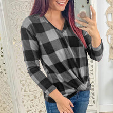 Load image into Gallery viewer, Twisted Long Sleeve Plaid Shirt