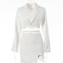Load image into Gallery viewer, Strapped Jacket and Skirt Set with Slit