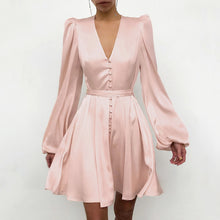 Load image into Gallery viewer, Satiny V-Neck Loose Fit Dress