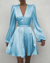 Load image into Gallery viewer, Satiny V-Neck Loose Fit Dress