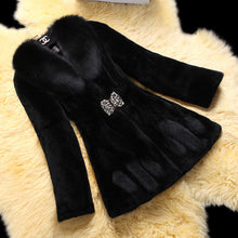 Load image into Gallery viewer, Mid-Length Fox Fur Collar Elegant Coat