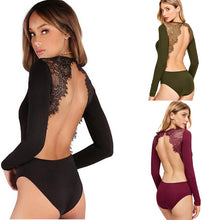 Load image into Gallery viewer, Lace Panel Long Sleeve Bodysuit